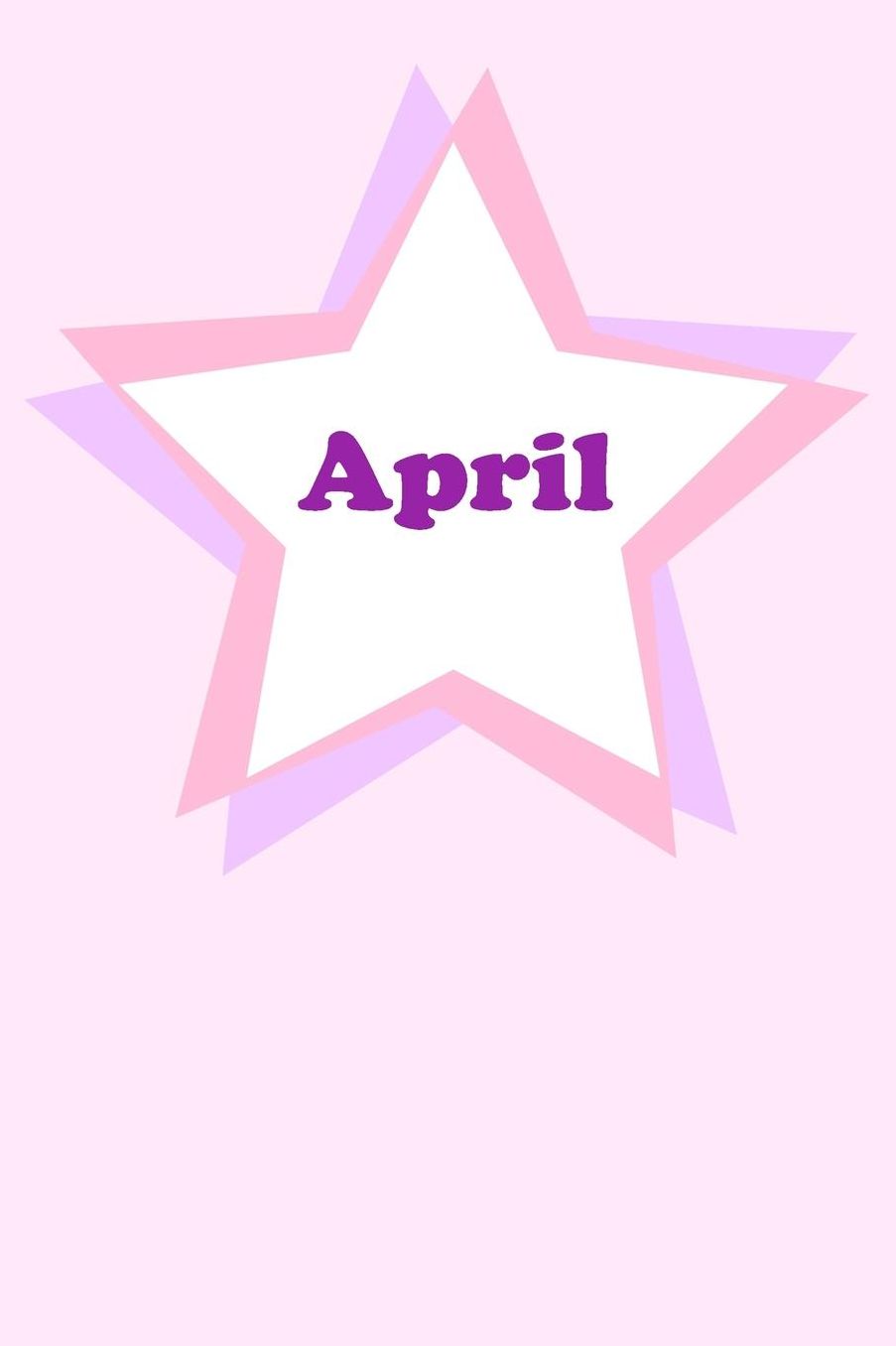 April: Personalized Name Journal. Wide Ruled (Lined) Writing Diary, Composition Book. Cute Pink Star Cover for Girls, Kids and Teens