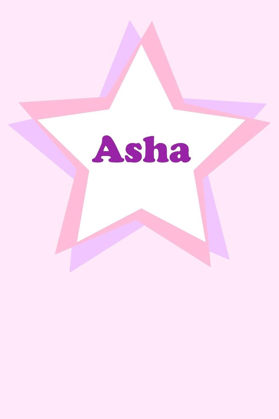 Asha: Personalized Name Journal. Wide Ruled (Lined) Writing Diary, Composition Book. Cute Pink Star Cover for Girls, Kids and Teens