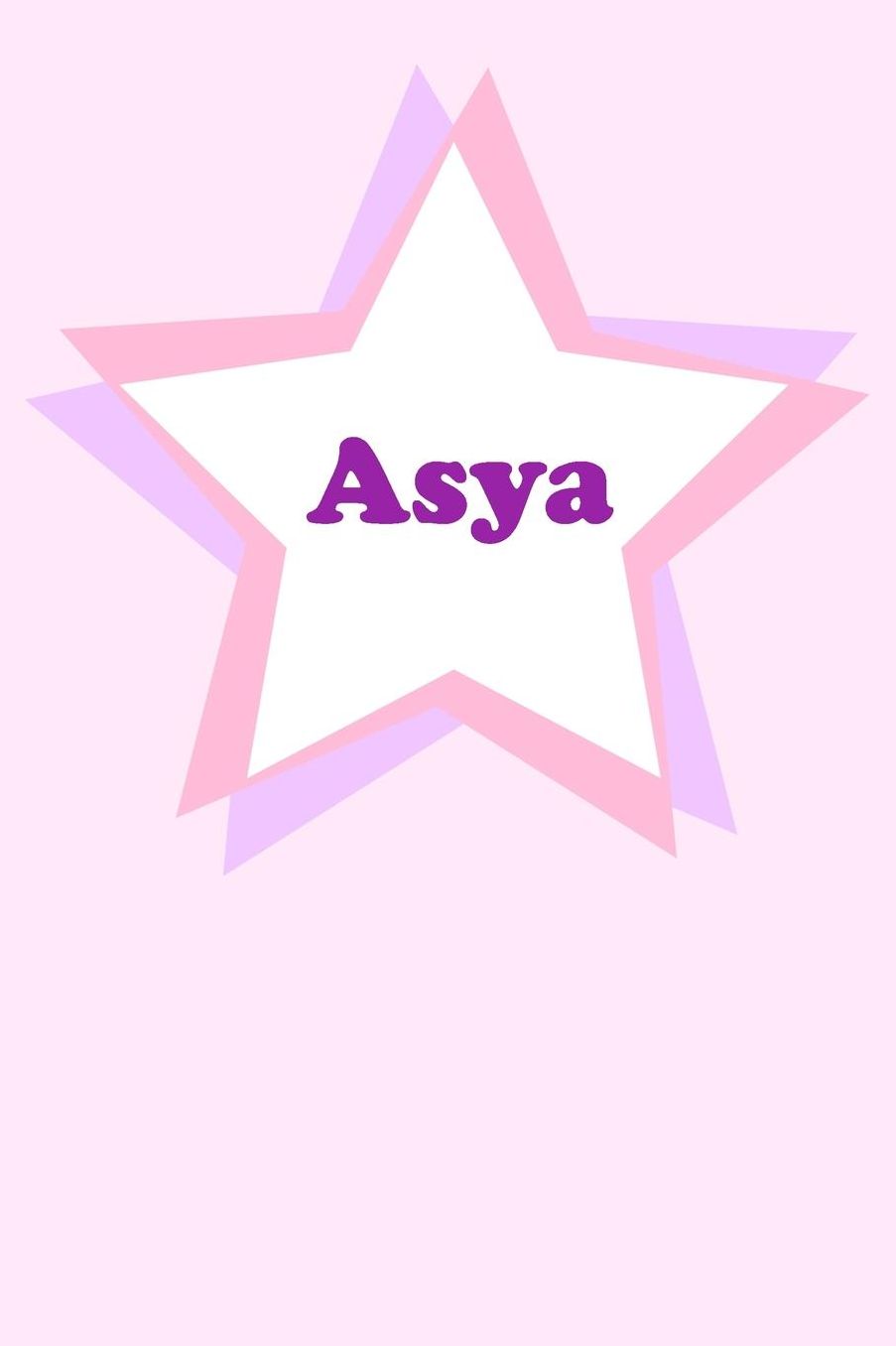 Asya: Personalized Name Journal. Wide Ruled (Lined) Writing Diary, Composition Book. Cute Pink Star Cover for Girls, Kids and Teens