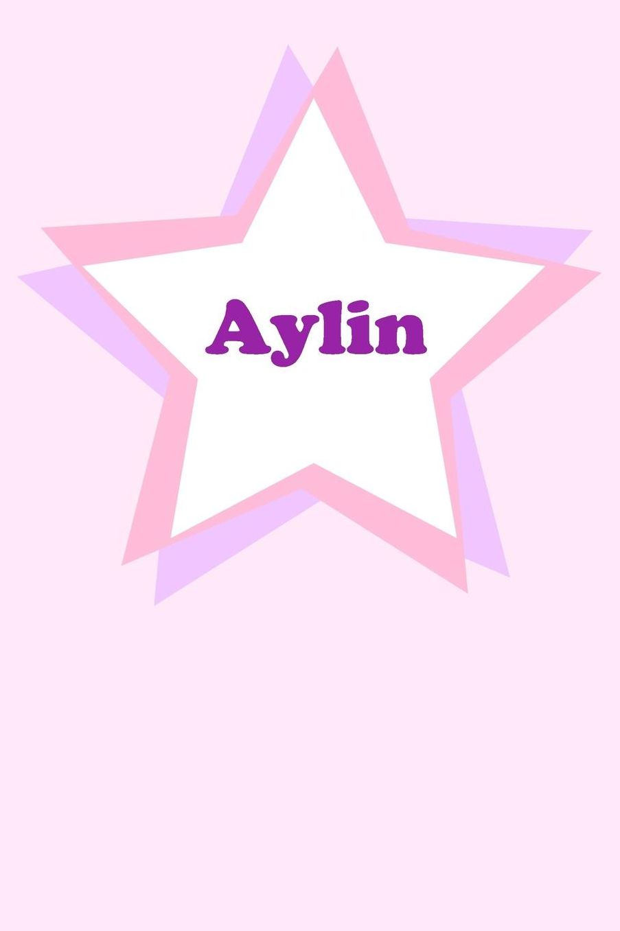 Aylin: Personalized Name Journal. Wide Ruled (Lined) Writing Diary, Composition Book. Cute Pink Star Cover for Girls, Kids and Teens