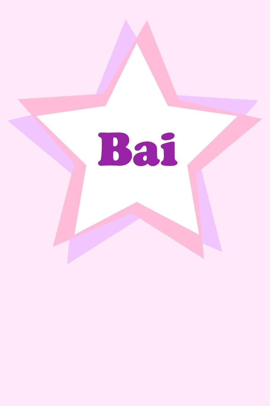 Bai: Personalized Name Journal. Wide Ruled (Lined) Writing Diary, Composition Book. Cute Pink Star Cover for Girls, Kids and Teens