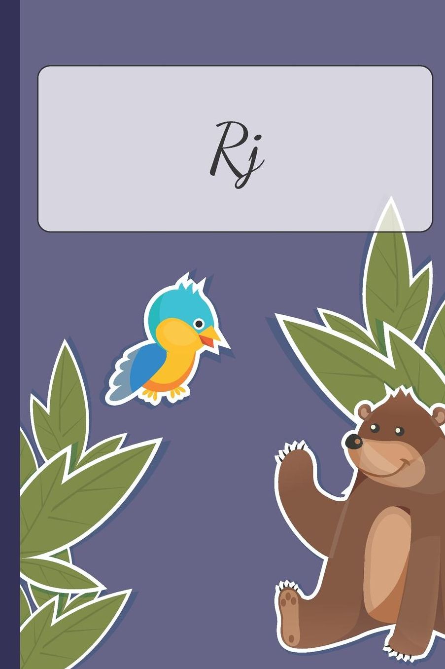 Rj: Personalized Notebooks - Sketchbook for Kids with Name Tag - Drawing for Beginners with 110 Dot Grid Pages - 6x9 / A5 size Name Notebook - Perfect as a Personal Gift - Planner and Journal for kids