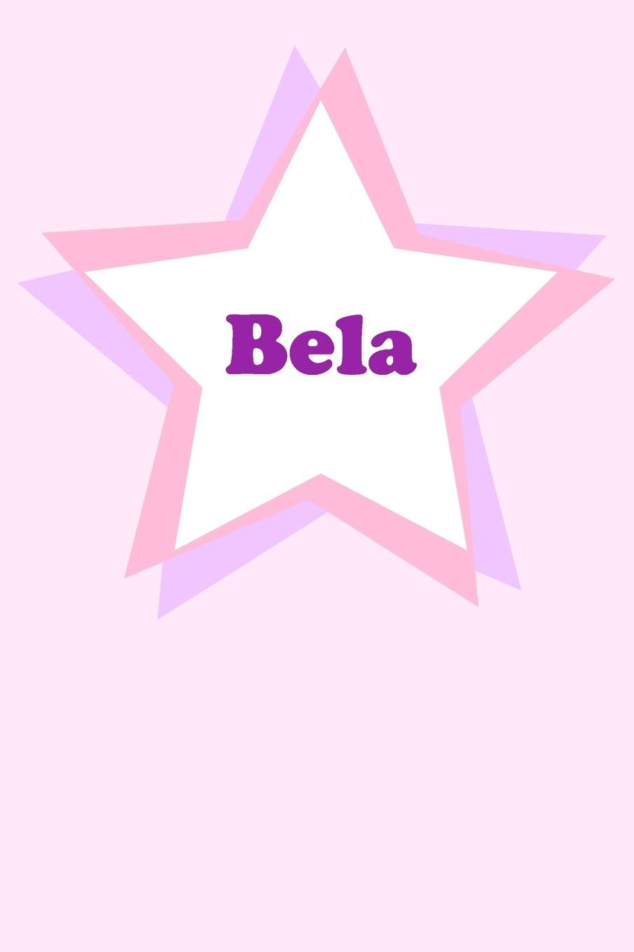 Bela: Personalized Name Journal. Wide Ruled (Lined) Writing Diary, Composition Book. Cute Pink Star Cover for Girls, Kids and Teens