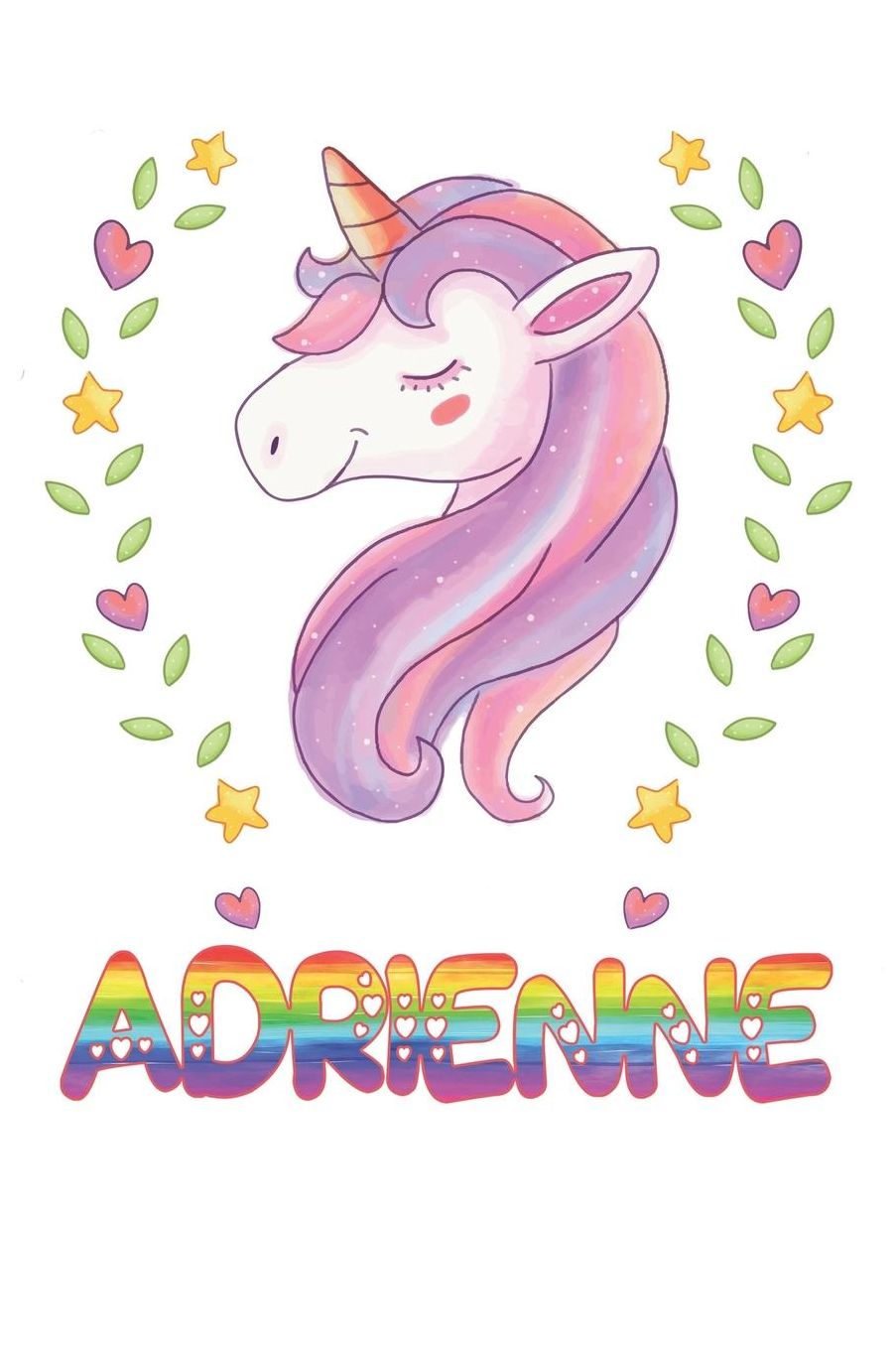Adrienne: Adrienne Notebook Journal 6x9 Personalized Gift For Adrienne Unicorn Rainbow Colors Lined Paper