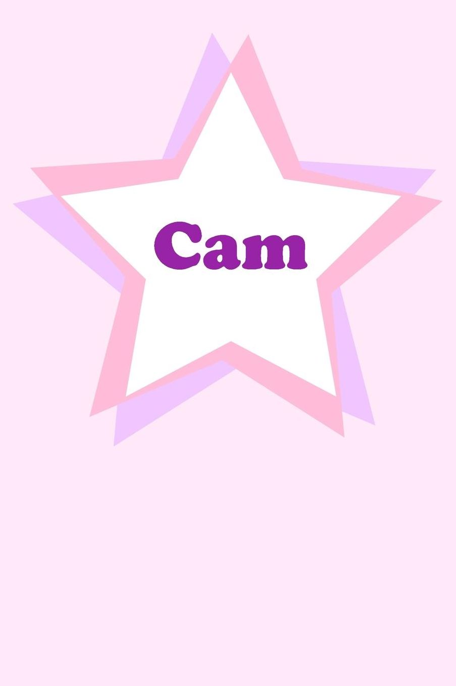 Cam: Personalized Name Journal. Wide Ruled (Lined) Writing Diary, Composition Book. Cute Pink Star Cover for Girls, Kids and Teens