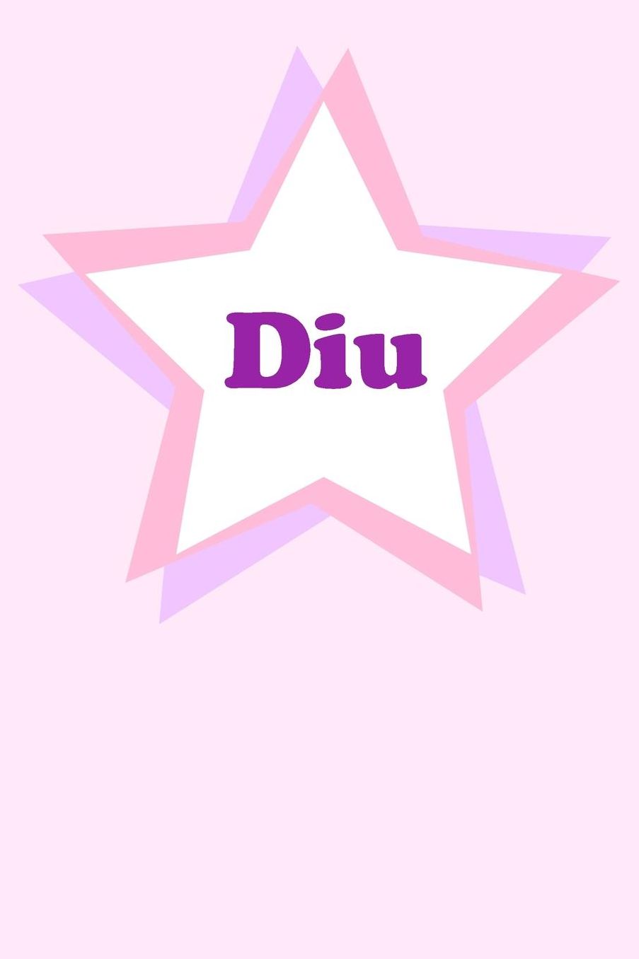 Diu: Personalized Name Journal. Wide Ruled (Lined) Writing Diary, Composition Book. Cute Pink Star Cover for Girls, Kids and Teens