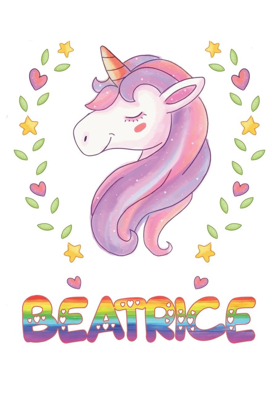Beatrice: Beatrice Notebook Journal 6x9 Personalized Gift For Beatrice Unicorn Rainbow Colors Lined Paper