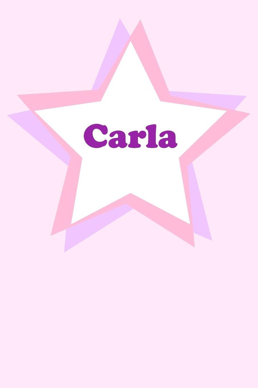 Carla: Personalized Name Journal. Wide Ruled (Lined) Writing Diary, Composition Book. Cute Pink Star Cover for Girls, Kids and Teens