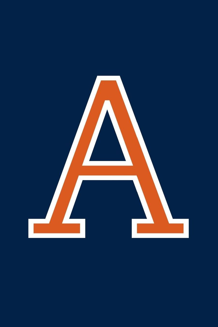 A: Monogram Journal A Initial, Writing Composition Notebook or Diary. Navy with Orange Alphabet Letter - 6 x 9 110 College Ruled Blank Lined Pages With Space For Date.