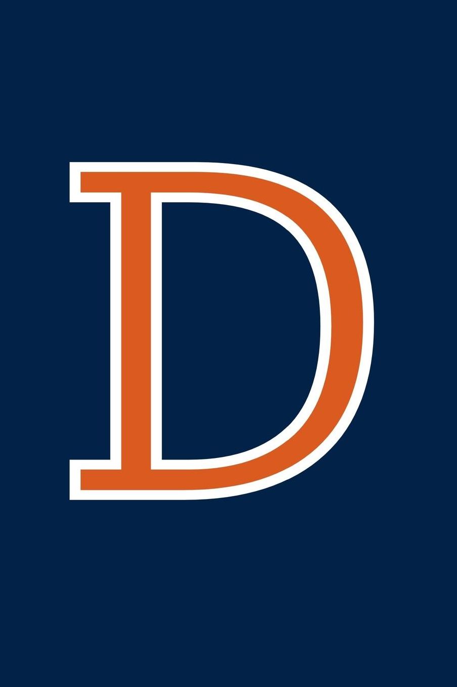 D: Monogram Journal A Initial, Writing Composition Notebook or Diary. Navy with Orange Alphabet Letter - 6 x 9 110 College Ruled Blank Lined Pages With Space For Date.