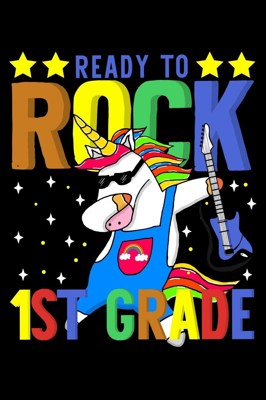 Ready to rock 1st grade: Unicorn and magical creature fans design 120 Page composition Blank Notebook colleg ruled journal for your kids boy or girl to start a happy 1st day of school