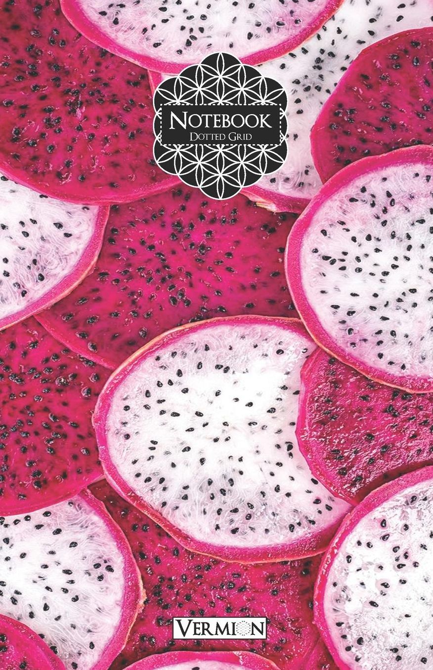 Vermion Dotted Grid Notebook: 5,5 x 8,5, 120+ pages, unique dragon fruit mat cover, subtle grey dotted pages, ideal Journal, Sketchbook, Softcover Paperback