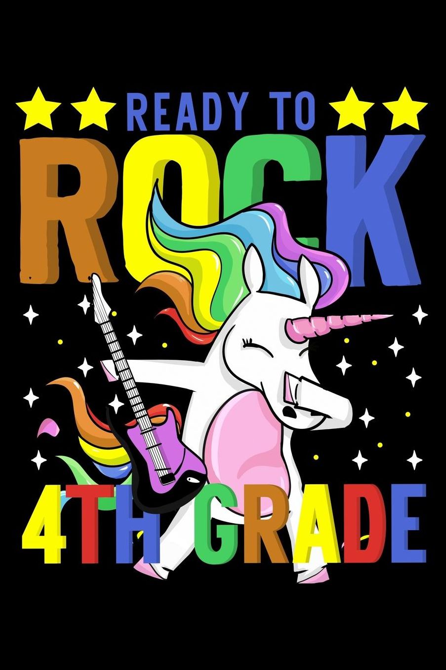 Ready to rock 4th grade: Unicorn and magical creature fans design 120 Page composition Blank Notebook colleg ruled journal for your kids boy or girl to start a happy 1st day of school