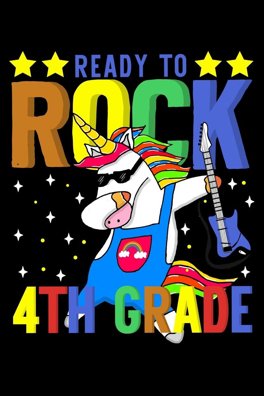 Ready to rock 4th grade: Unicorn and magical creature fans design 120 Page composition Blank Notebook colleg ruled journal for your kids boy or girl to start a happy 1st day of school