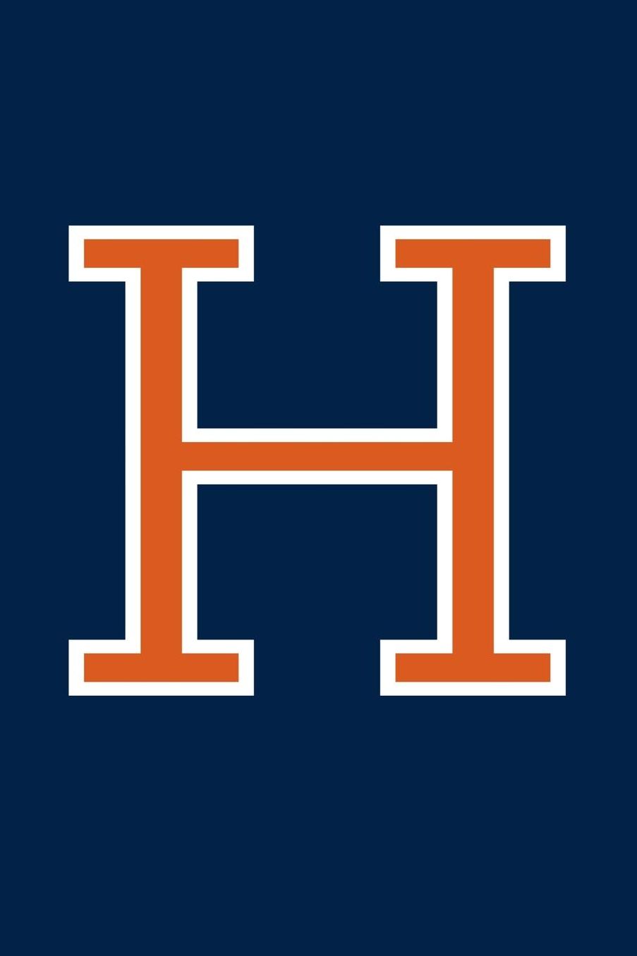 H: Monogram Journal A Initial, Writing Composition Notebook or Diary. Navy with Orange Alphabet Letter - 6 x 9 110 College Ruled Blank Lined Pages With Space For Date.