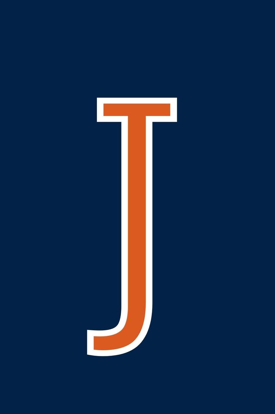J: Monogram Journal A Initial, Writing Composition Notebook or Diary. Navy with Orange Alphabet Letter - 6 x 9 110 College Ruled Blank Lined Pages With Space For Date.