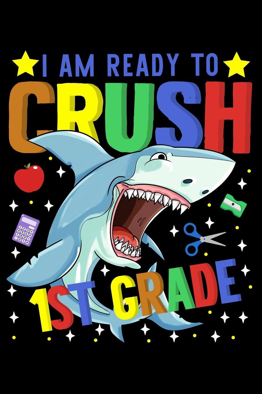 I am ready to crush 1st grade: Fish and shark fans design 120 Page composition Blank Notebook colleg ruled journal for your kids boy or girl to start a happy 1st day of school