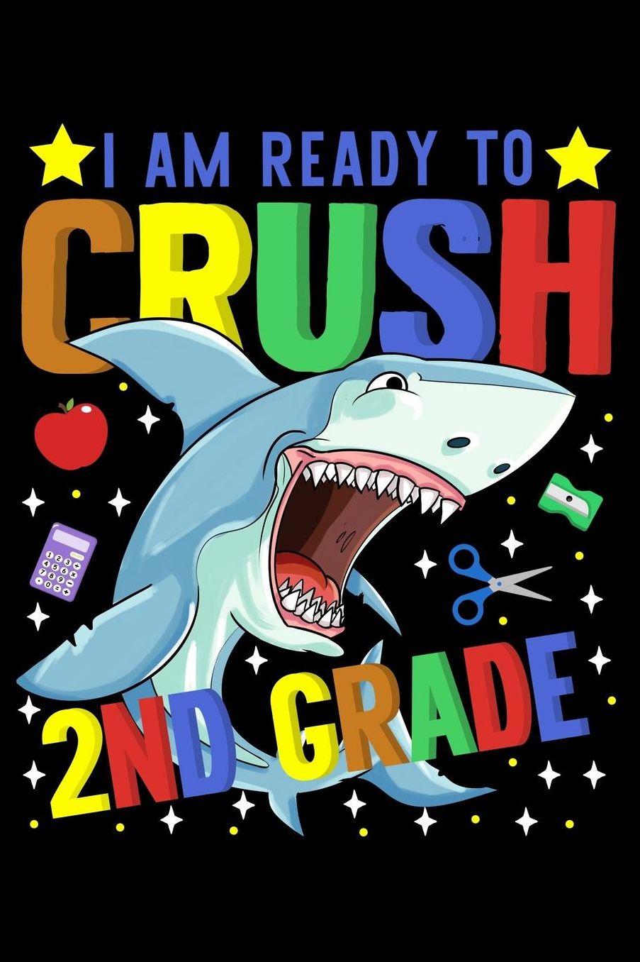 I am ready to crush 2nd grade: Fish and shark fans design 120 Page composition Blank Notebook colleg ruled journal for your kids boy or girl to start a happy 1st day of school