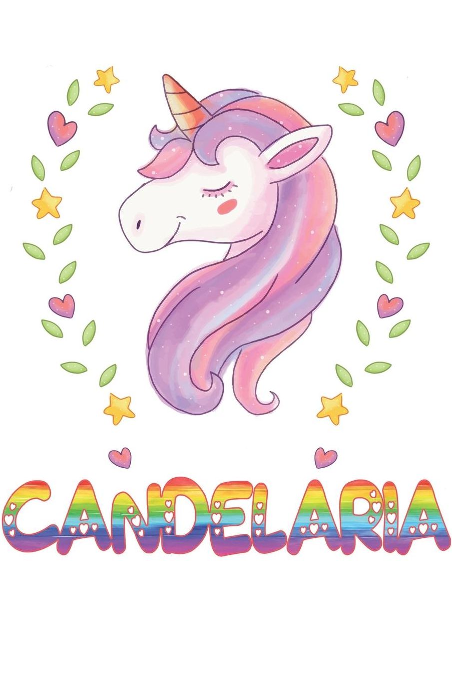 Candelaria: Candelaria Notebook Journal 6x9 Personalized Gift For Candelaria Unicorn Rainbow Colors Lined Paper