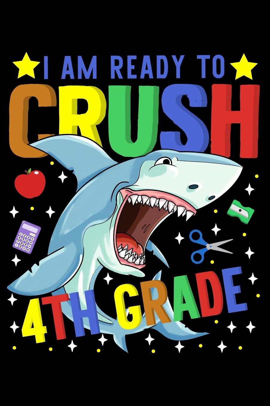 I am ready to crush 4th grade: Fish and shark fans design 120 Page composition Blank Notebook colleg ruled journal for your kids boy or girl to start a happy 1st day of school