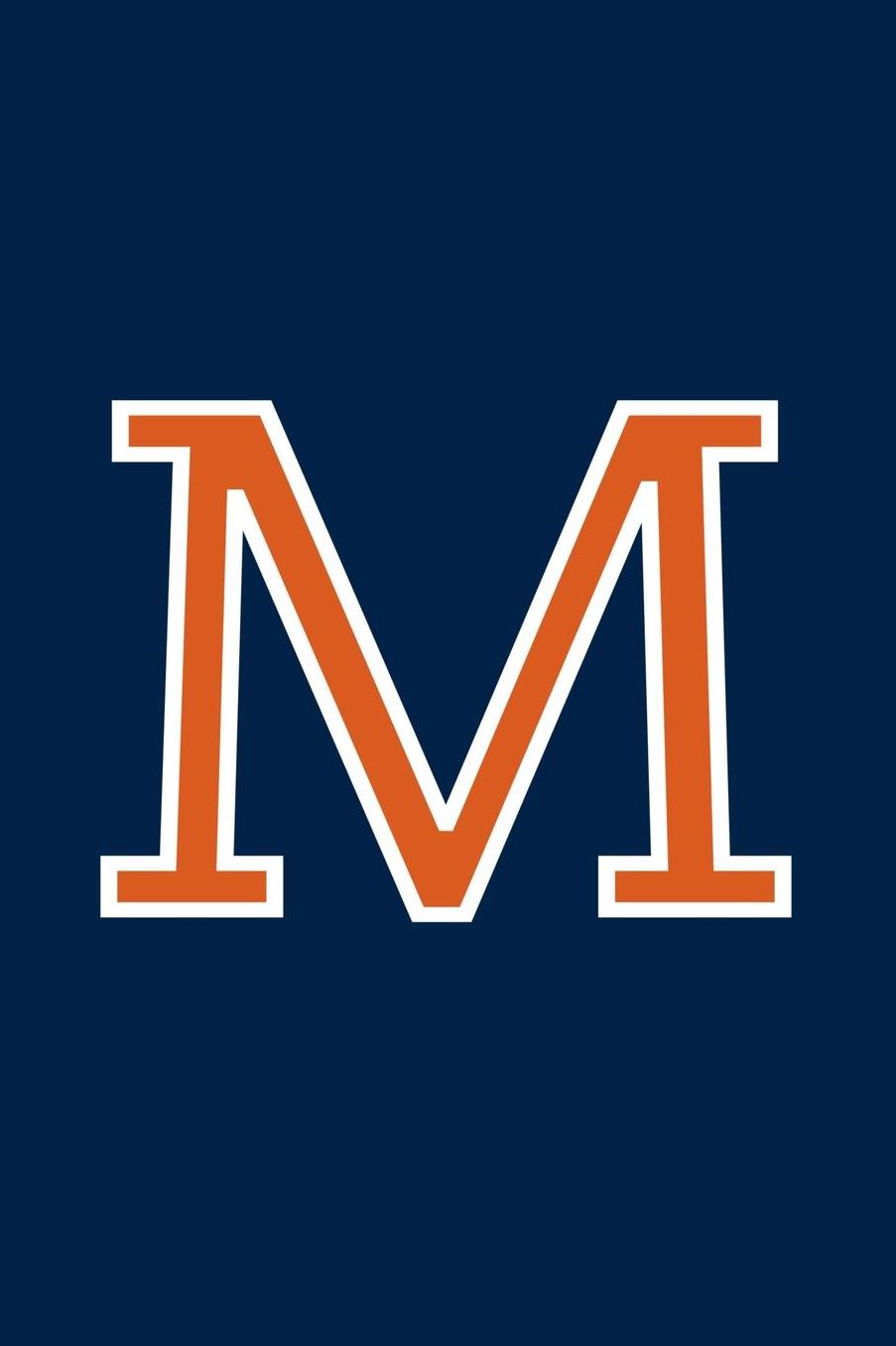 M: Monogram Journal A Initial, Writing Composition Notebook or Diary. Navy with Orange Alphabet Letter - 6 x 9 110 College Ruled Blank Lined Pages With Space For Date.