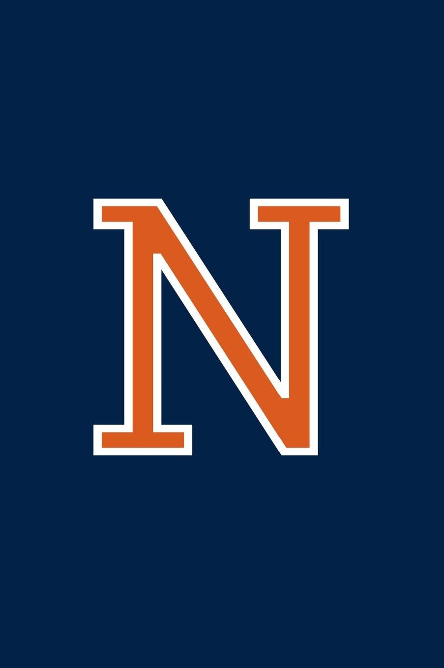 N: Monogram Journal A Initial, Writing Composition Notebook or Diary. Navy with Orange Alphabet Letter - 6 x 9 110 College Ruled Blank Lined Pages With Space For Date.