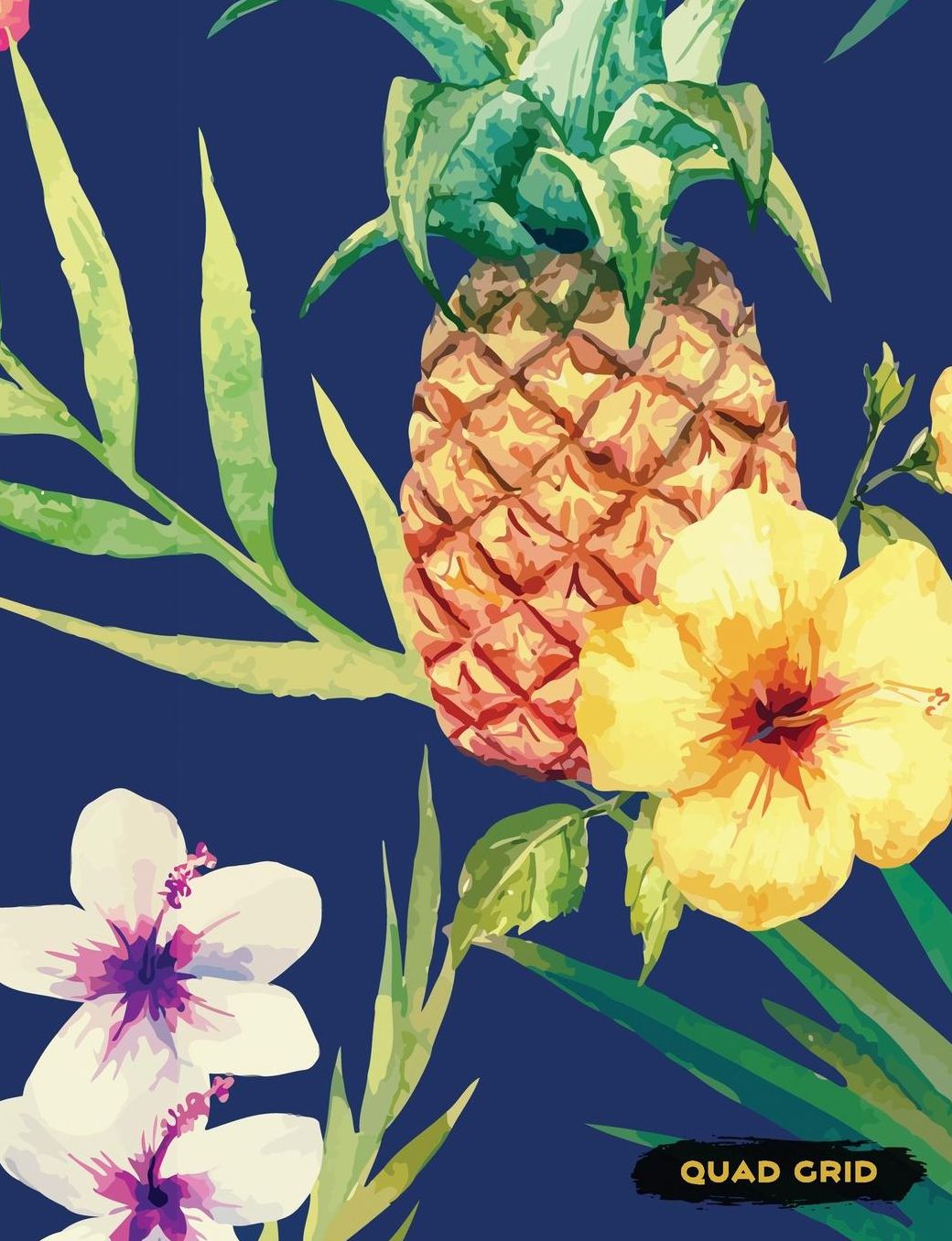 Quad Grid: Pineapple Composition Notebook Graph Ruled Paper, 4x4 Squared for Math & Science Graphing