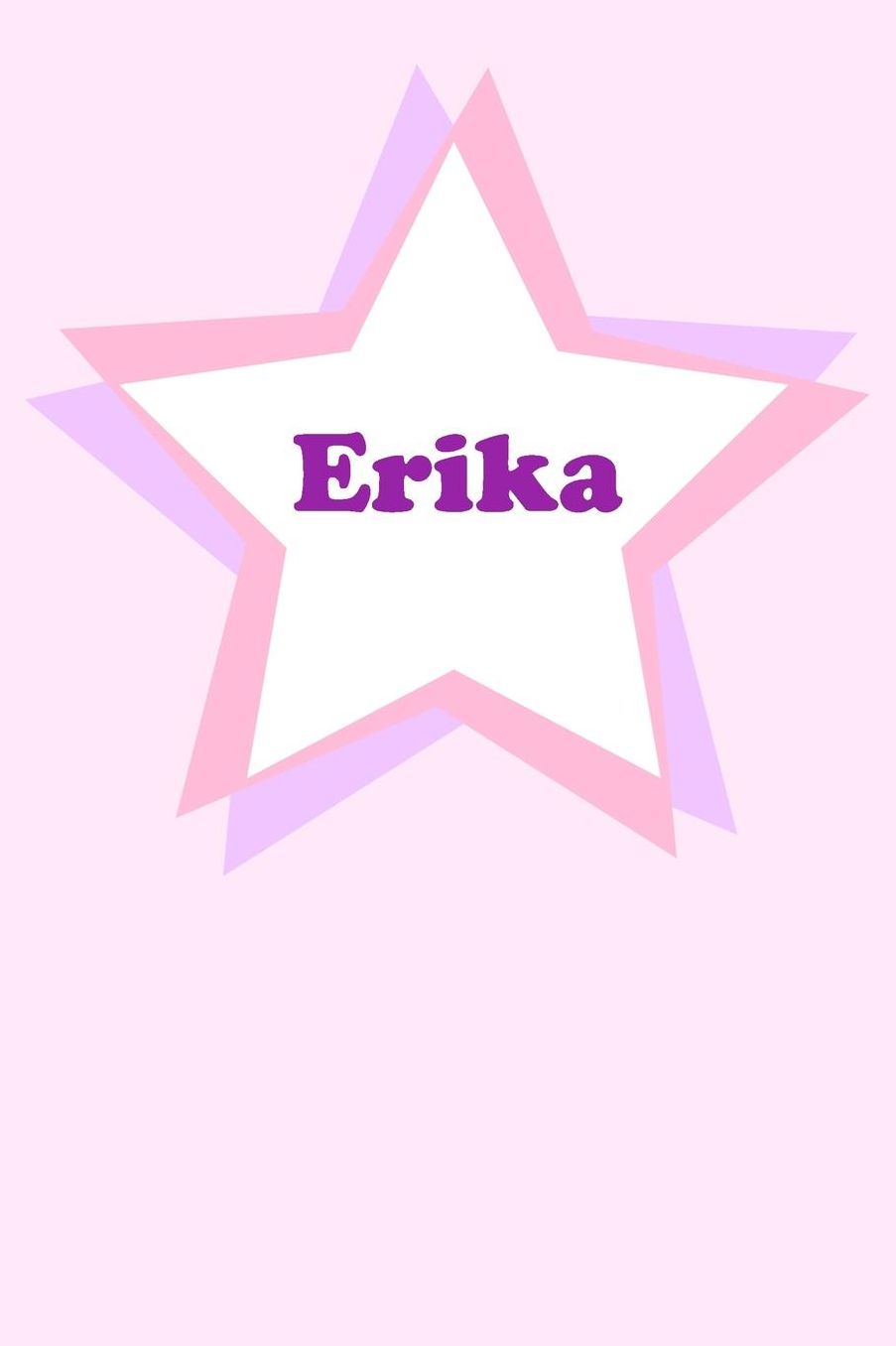 Erika: Personalized Name Journal. Wide Ruled (Lined) Writing Diary, Composition Book. Cute Pink Star Cover for Girls, Kids and Teens
