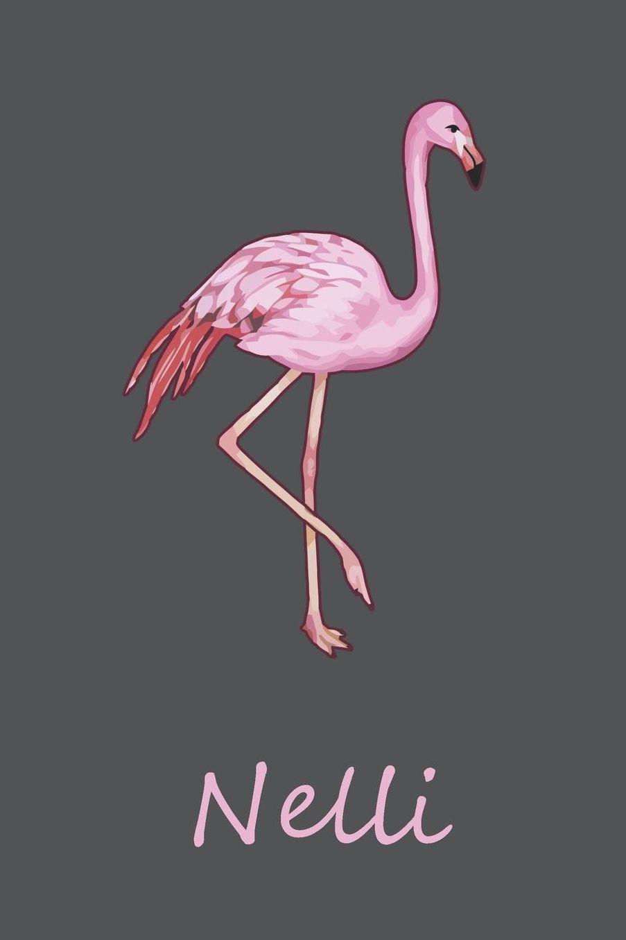 Nelli: Personalisiertes Flamingo Tage-/ Notizbuch 120 Seiten 6x9 Zoll Format (ca.DIN A5) gepunket dotted punktkariert dot grid individuelle Geschenkidee