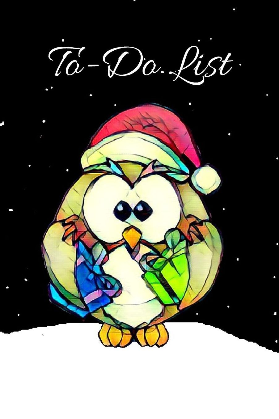 Stained Glass White Red Green Blue Christmas Owl Cute Christmas Blank Gift To-Do List Book for Women or Man: Lined Journal Pocket Size at-A-Glance Honey does Notes or Appointments