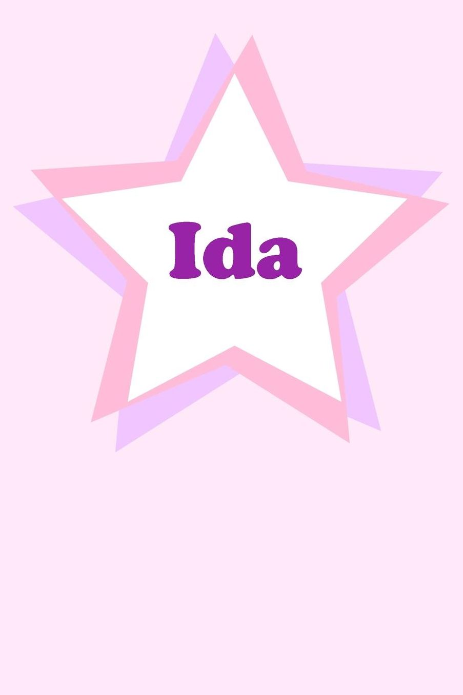 Ida: Personalized Name Journal. Wide Ruled (Lined) Writing Diary, Composition Book. Cute Pink Star Cover for Girls, Kids and Teens
