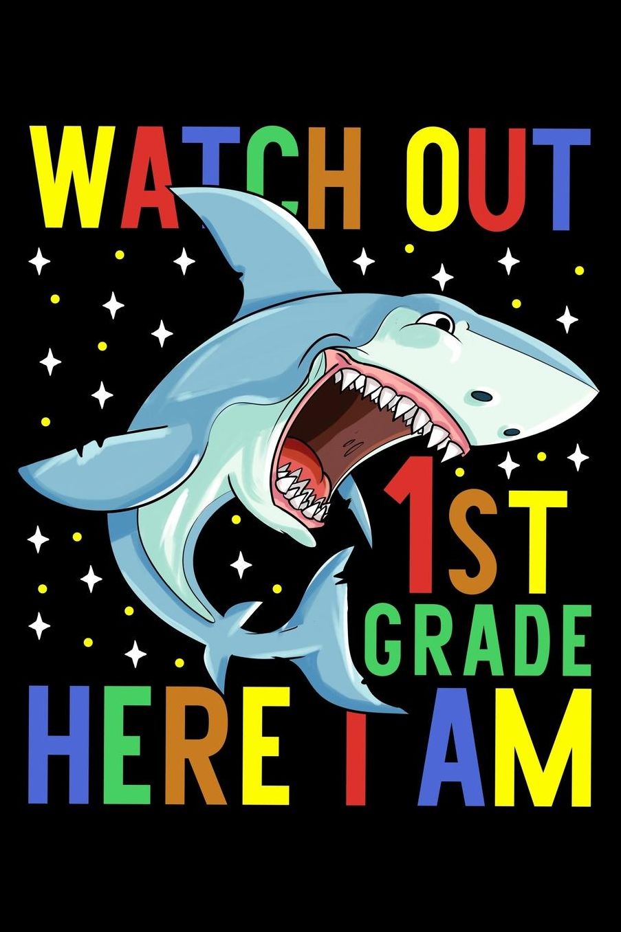 Watch out 1st grade here i am: Fish and shark fans design 120 Page composition Blank Notebook colleg ruled journal for your kids boy or girl to start a happy 1st day of school