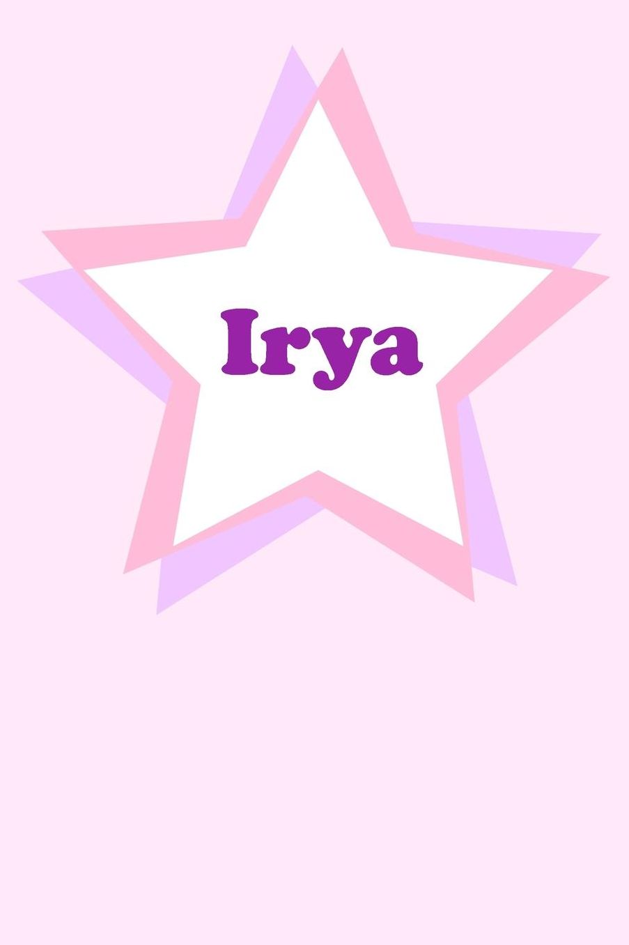 Irya: Personalized Name Journal. Wide Ruled (Lined) Writing Diary, Composition Book. Cute Pink Star Cover for Girls, Kids and Teens