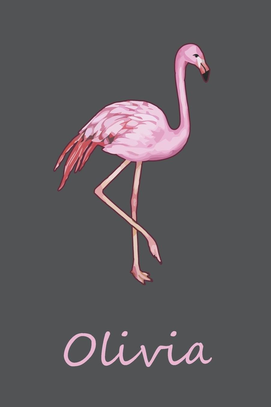 Olivia: Personalisiertes Flamingo Tage-/ Notizbuch 120 Seiten 6x9 Zoll Format (ca.DIN A5) gepunket dotted punktkariert dot grid individuelle Geschenkidee