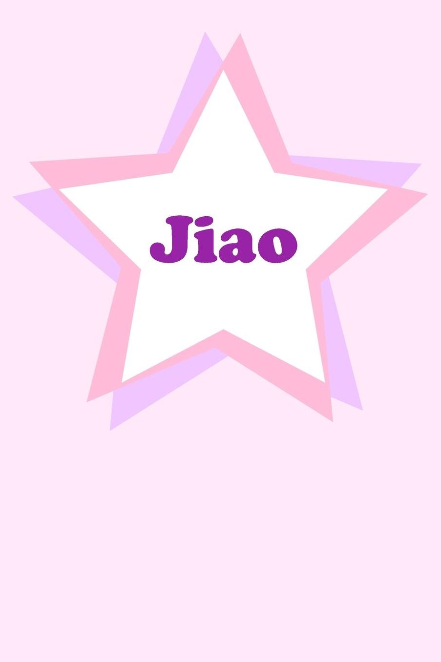 Jiao: Personalized Name Journal. Wide Ruled (Lined) Writing Diary, Composition Book. Cute Pink Star Cover for Girls, Kids and Teens