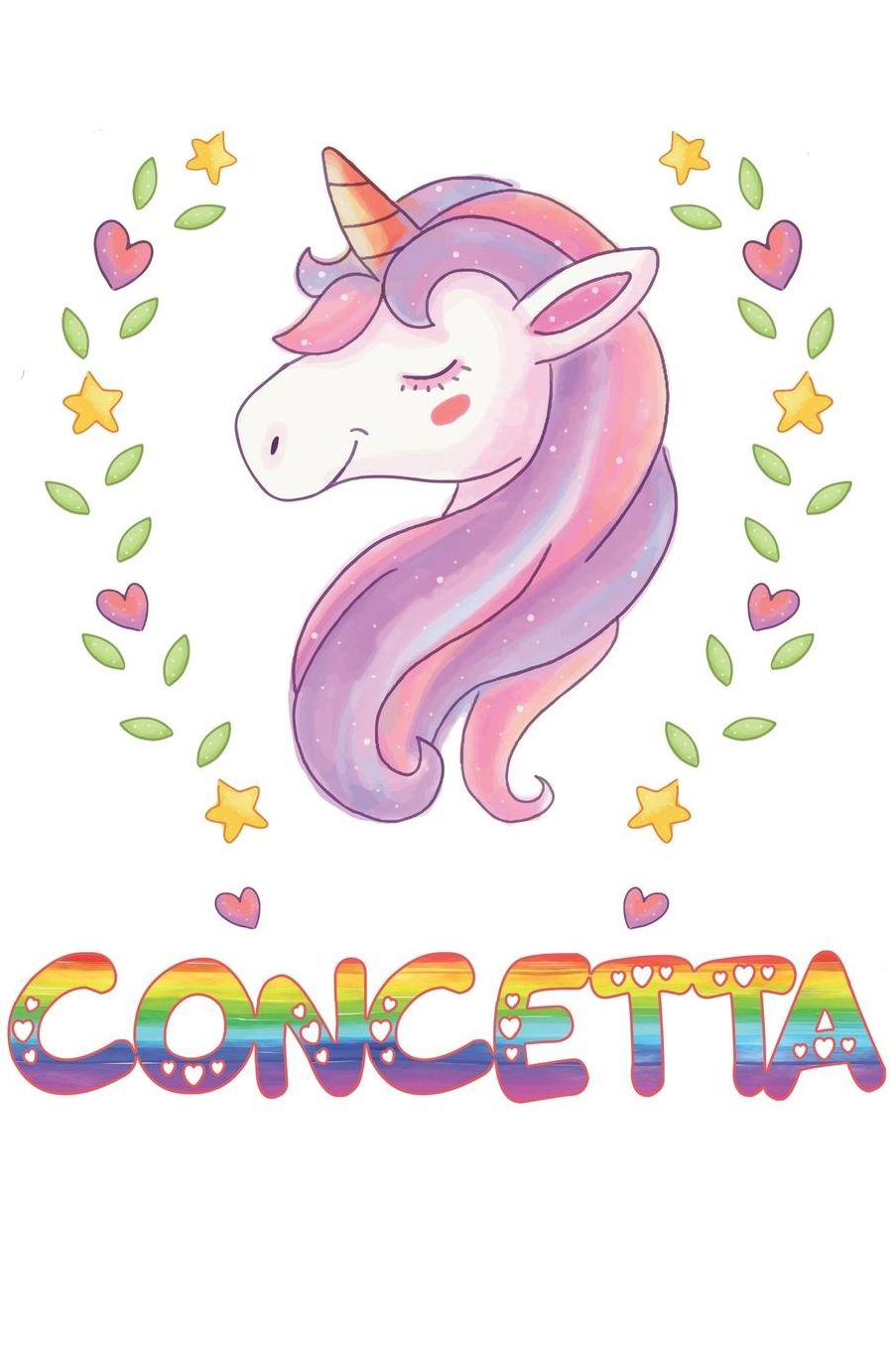 Concetta: Concetta Notebook Journal 6x9 Personalized Gift For Concetta Unicorn Rainbow Colors Lined Paper