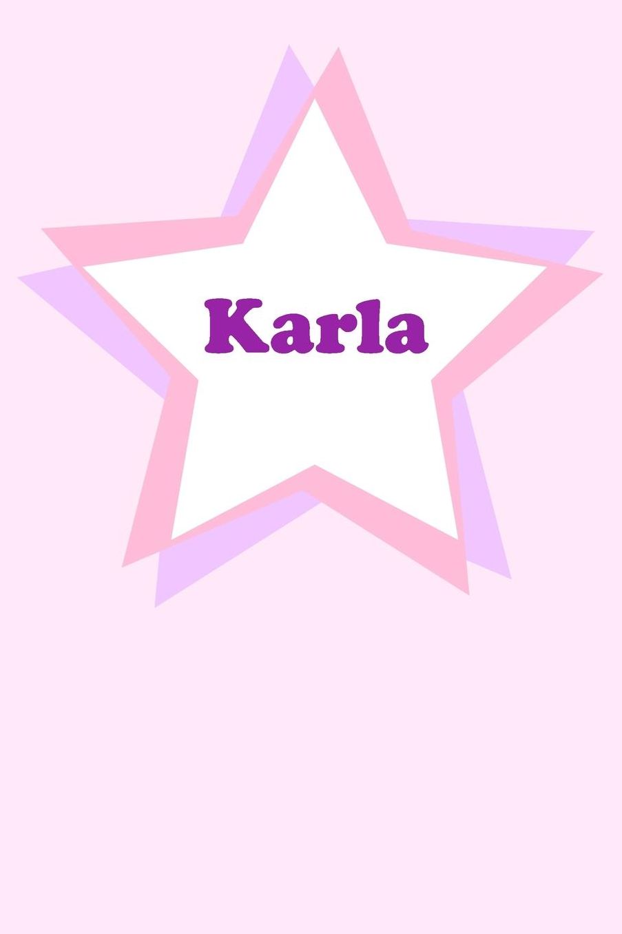 Karla: Personalized Name Journal. Wide Ruled (Lined) Writing Diary, Composition Book. Cute Pink Star Cover for Girls, Kids and Teens