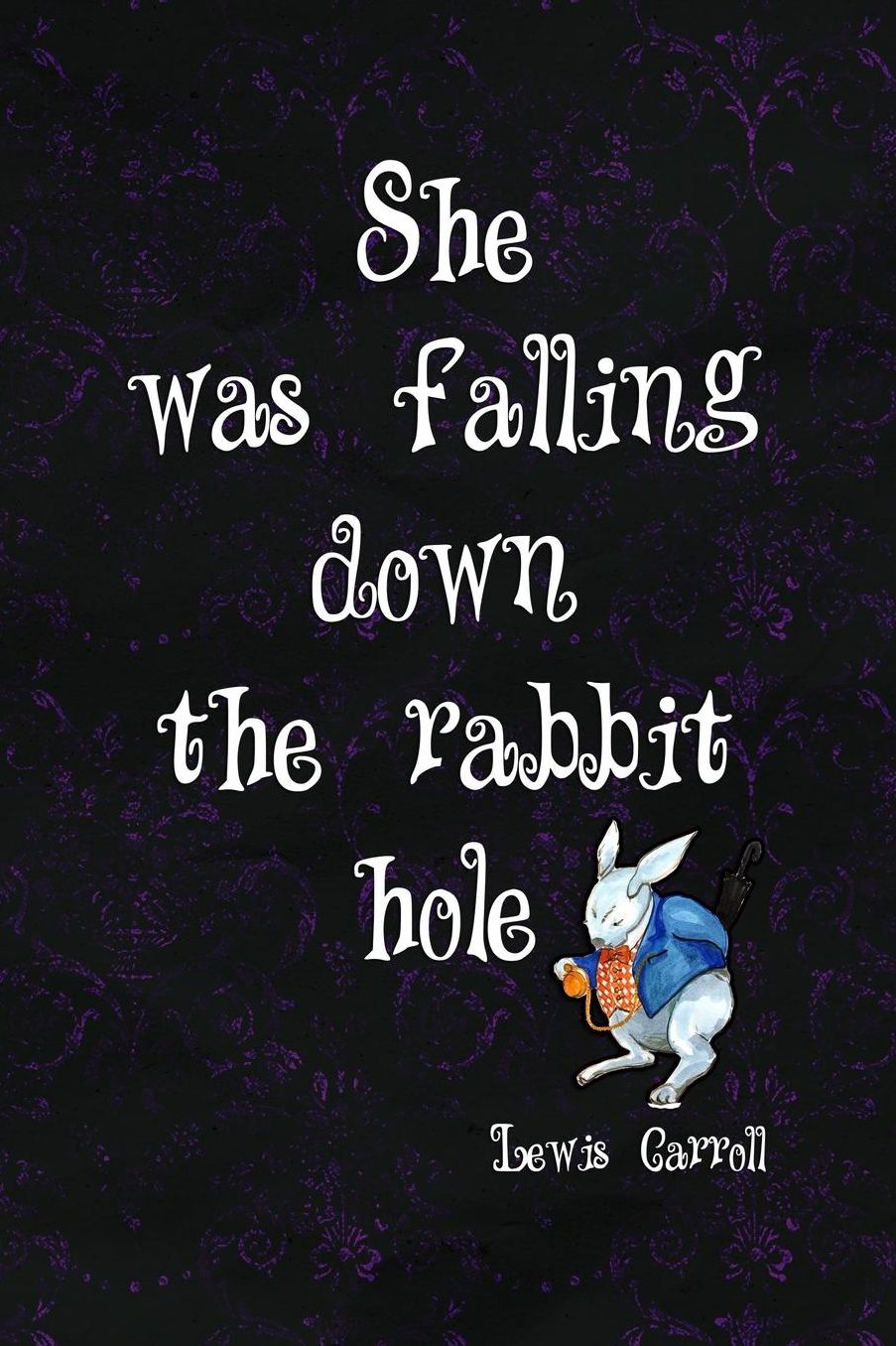 She Was Falling Down The Rabbit Hole: Blank Lined Notebook ( Alice In Wonderland ) Black