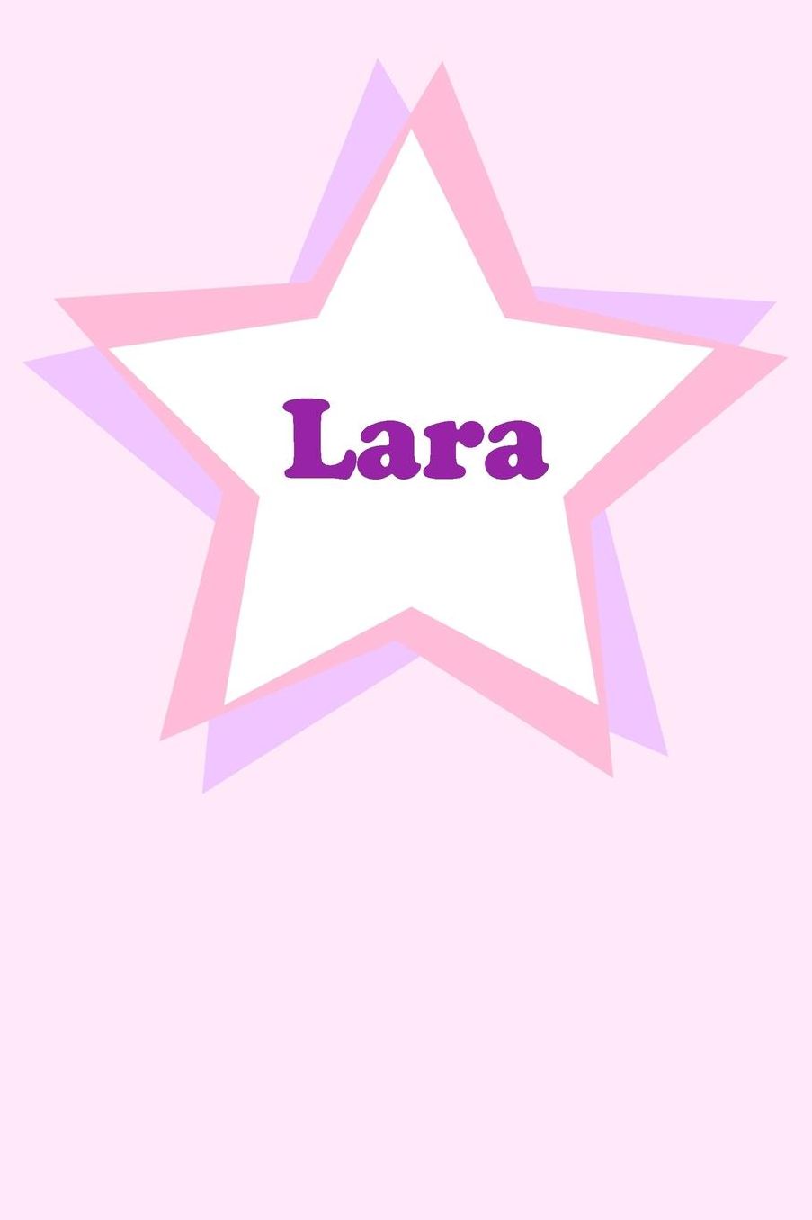 Lara: Personalized Name Journal. Wide Ruled (Lined) Writing Diary, Composition Book. Cute Pink Star Cover for Girls, Kids and Teens