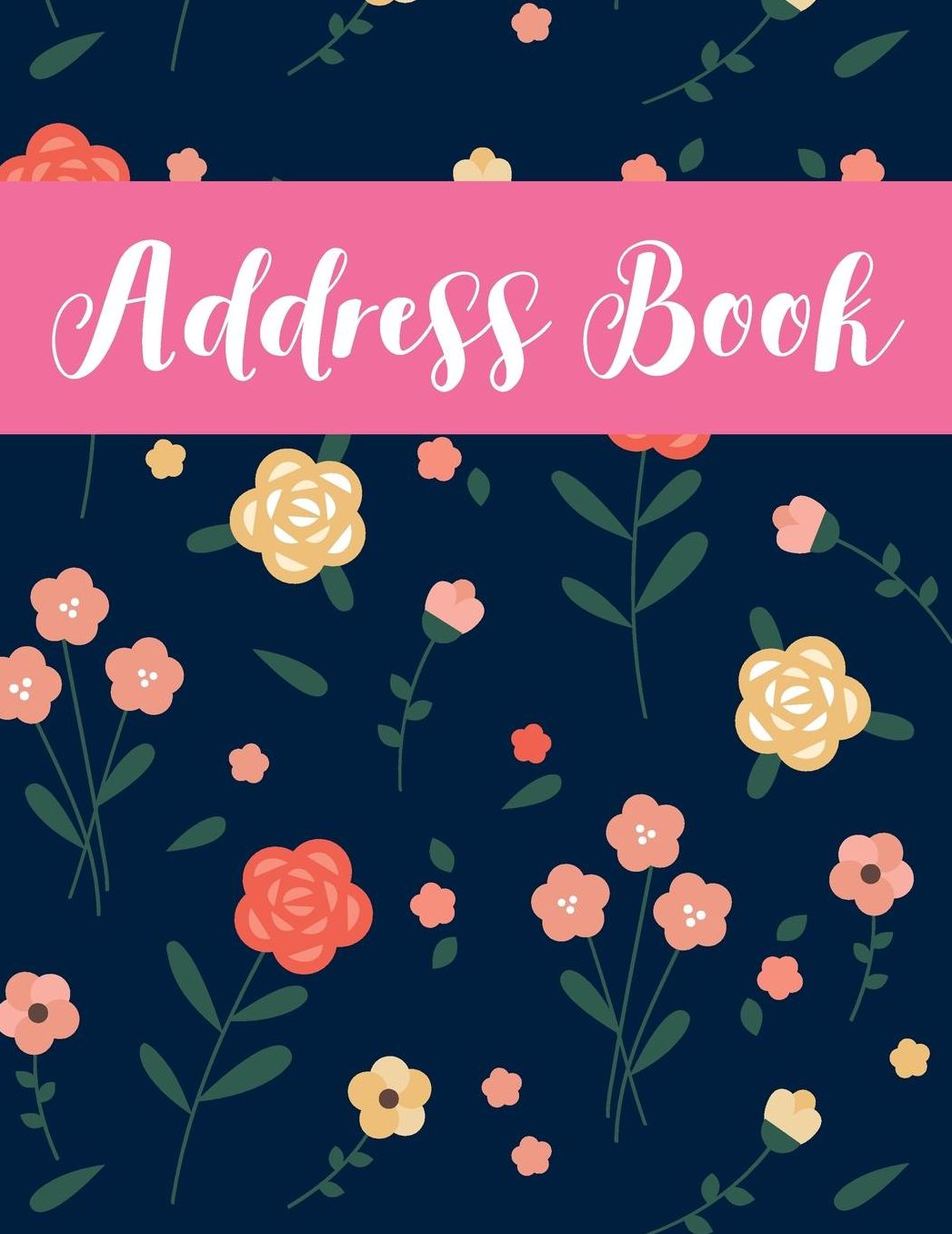 Address Book: Floral Navy Design Address Organizer