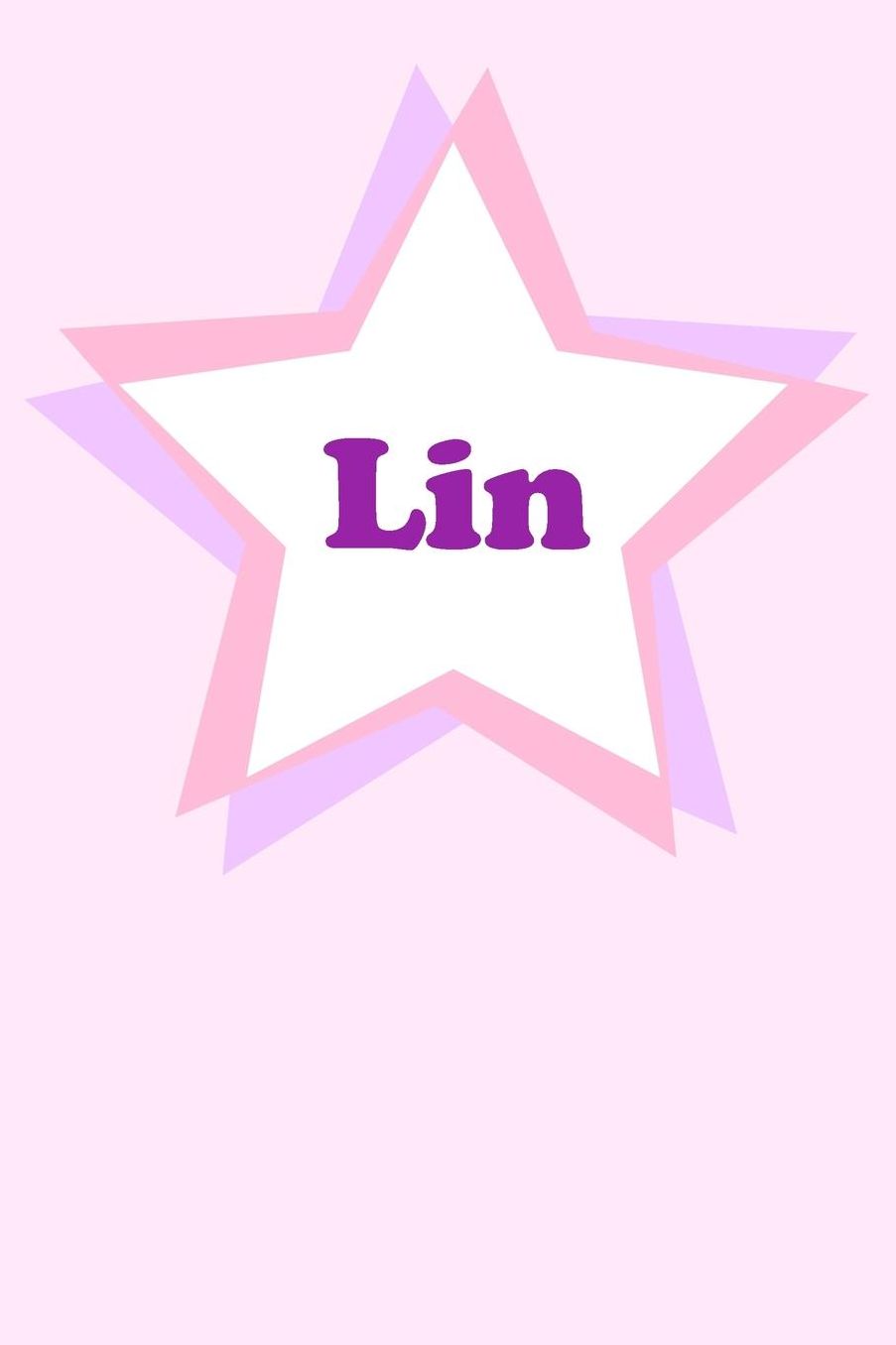 Lin: Personalized Name Journal. Wide Ruled (Lined) Writing Diary, Composition Book. Cute Pink Star Cover for Girls, Kids and Teens