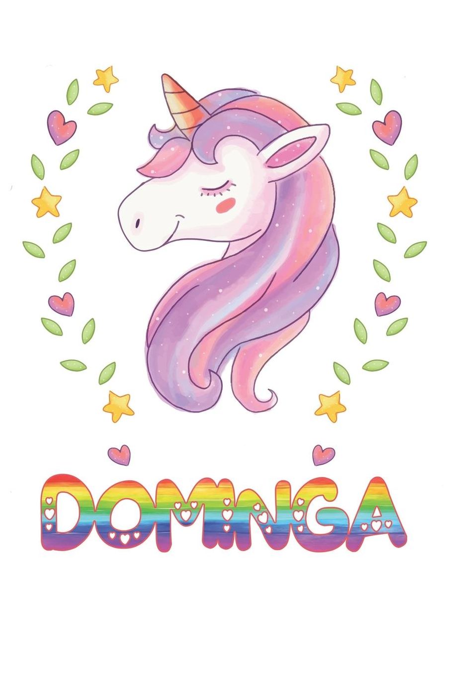 Dominga: Dominga Notebook Journal 6x9 Personalized Gift For Dominga Unicorn Rainbow Colors Lined Paper