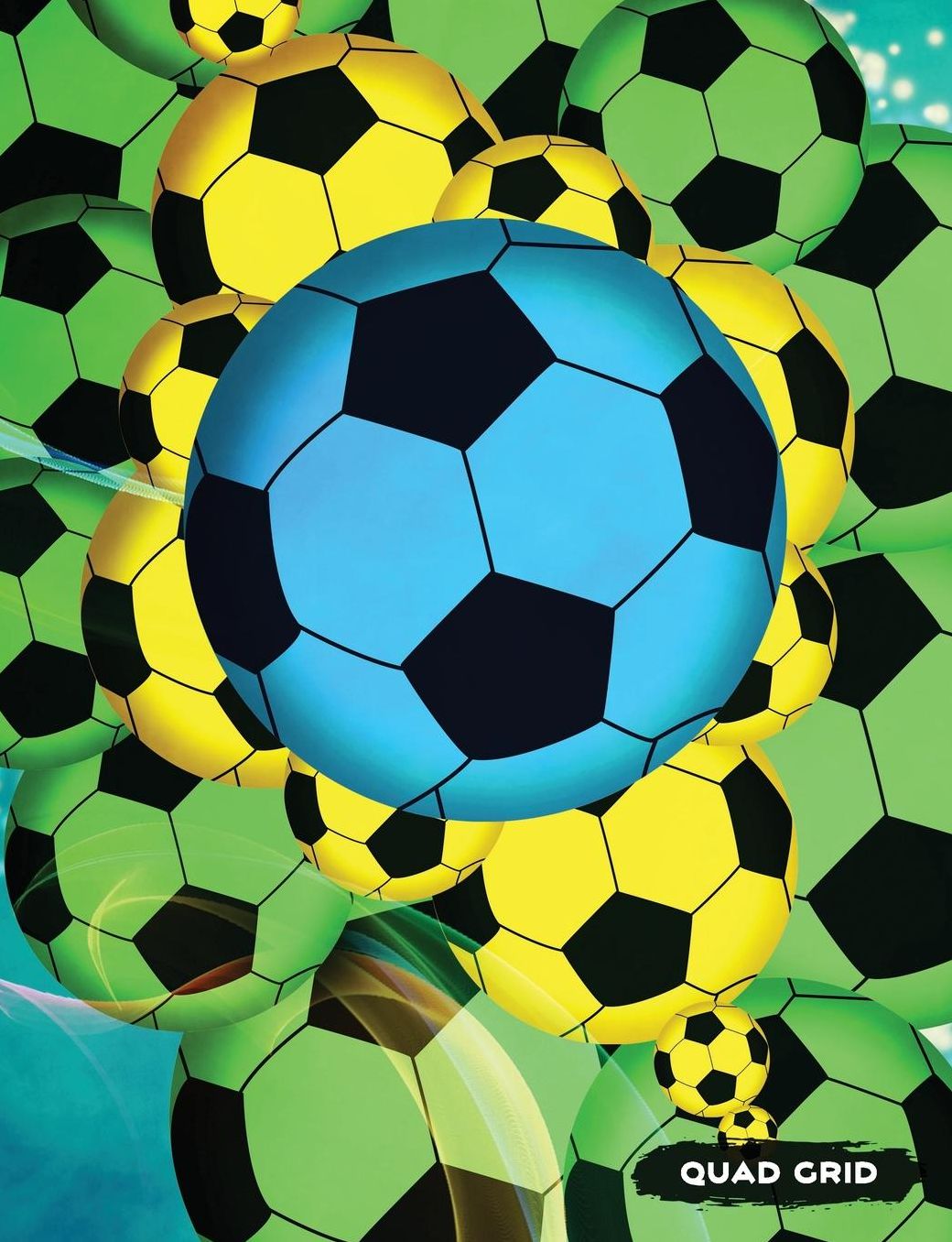 Quad Grid: Soccer Composition Notebook Graph Ruled Paper, 4x4 Squared for Math & Science Graphing