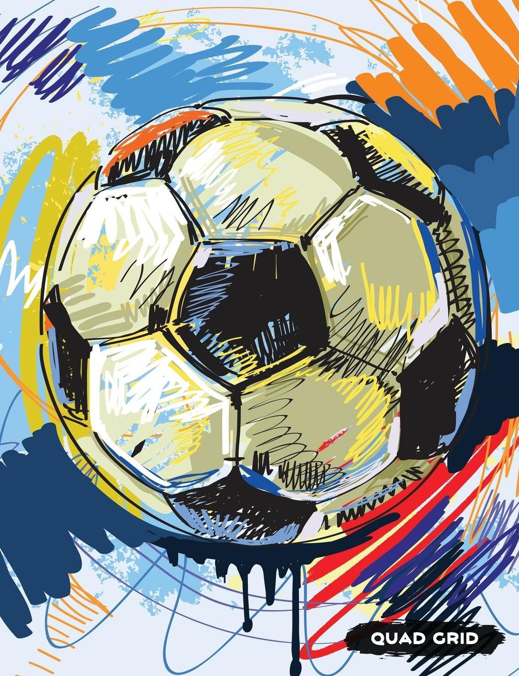 Quad Grid: Soccer Composition Notebook Graph Ruled Paper, 4x4 Squared for Math & Science Graphing
