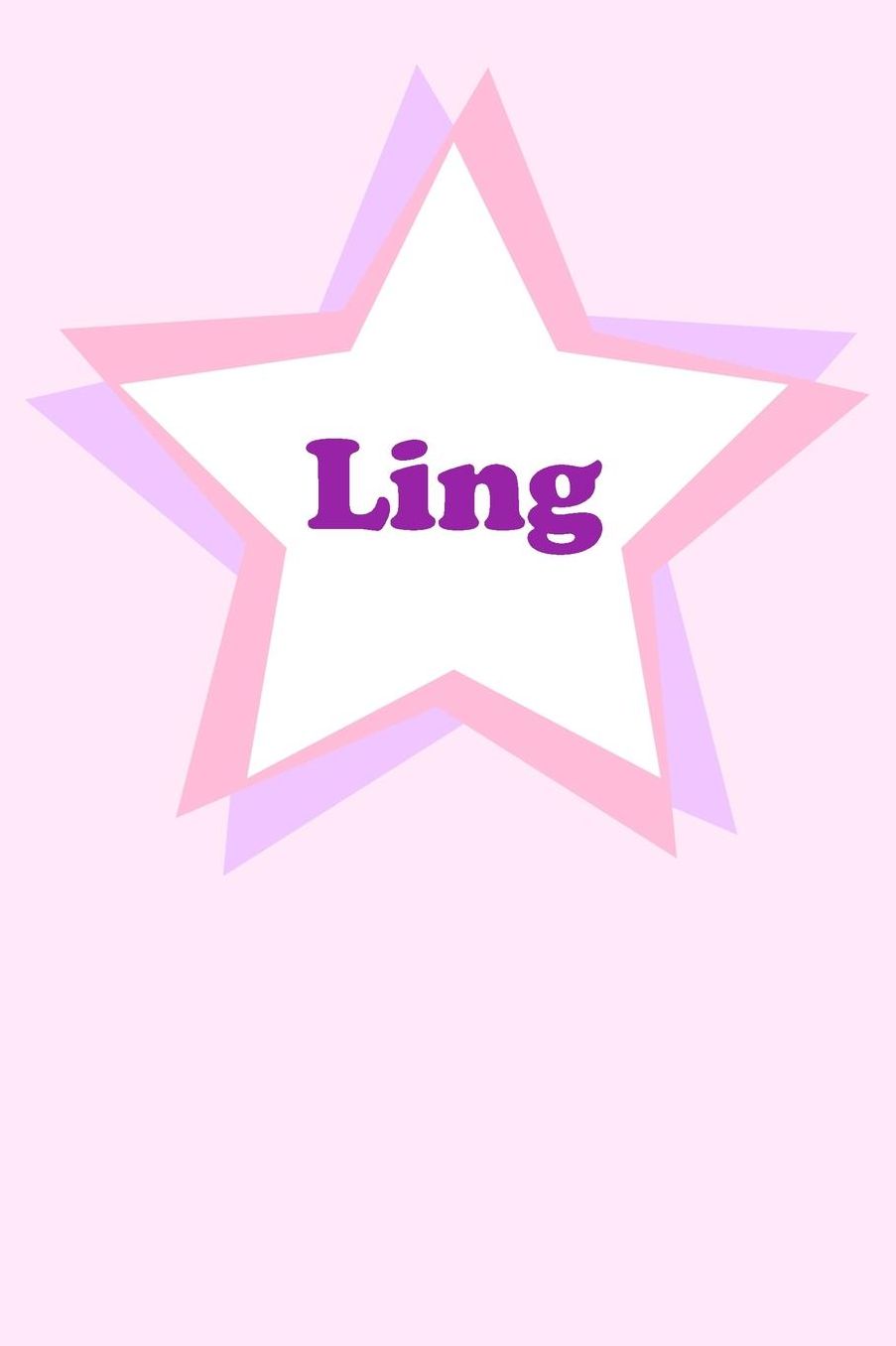 Ling: Personalized Name Journal. Wide Ruled (Lined) Writing Diary, Composition Book. Cute Pink Star Cover for Girls, Kids and Teens