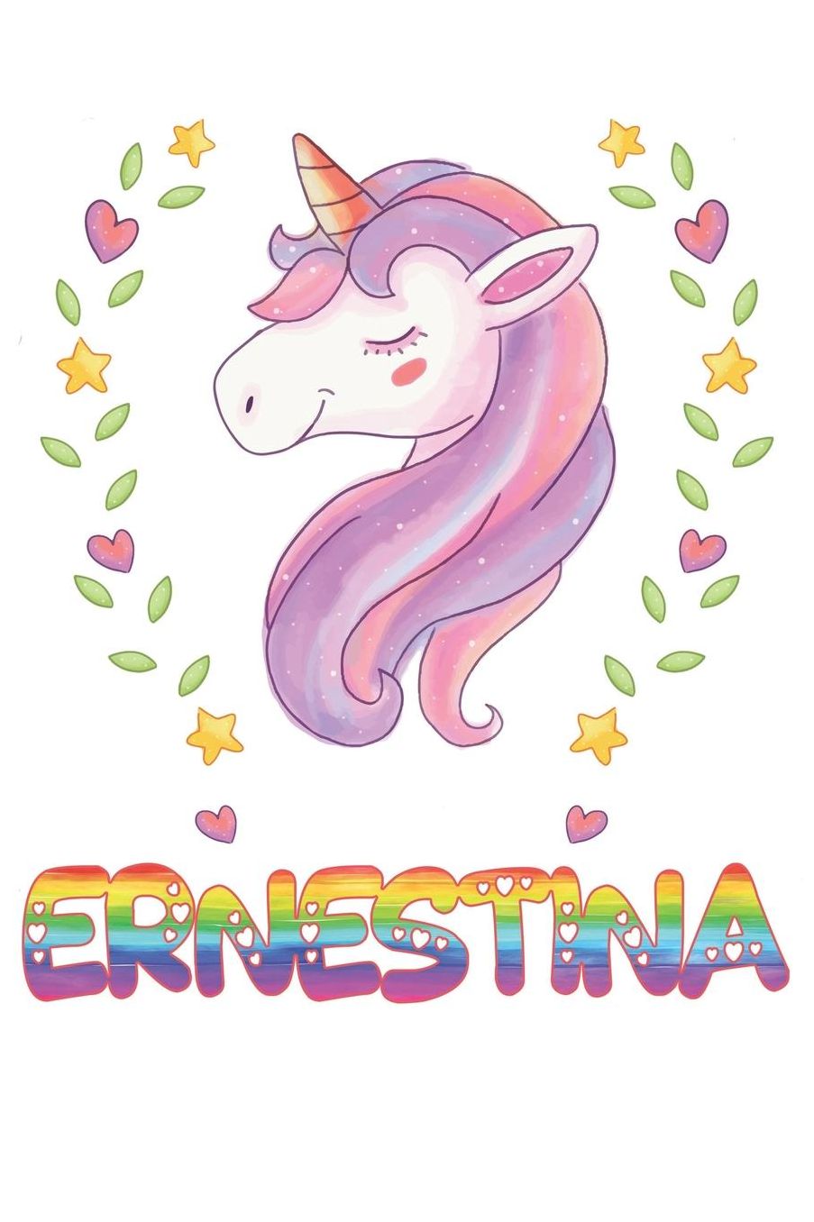 Ernestina: Ernestina Notebook Journal 6x9 Personalized Gift For Ernestina Unicorn Rainbow Colors Lined Paper