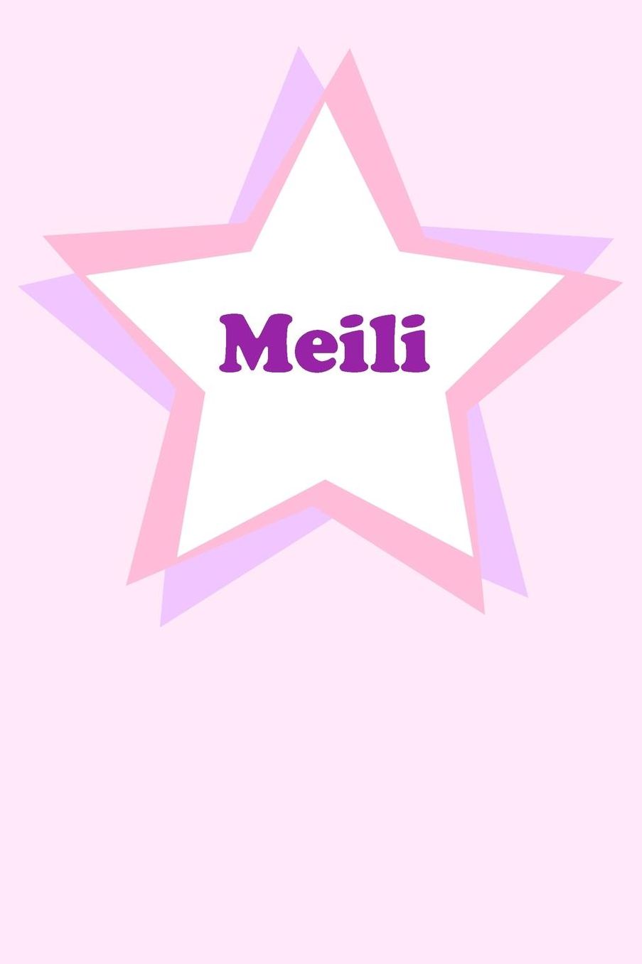 Meili: Personalized Name Journal. Wide Ruled (Lined) Writing Diary, Composition Book. Cute Pink Star Cover for Girls, Kids and Teens