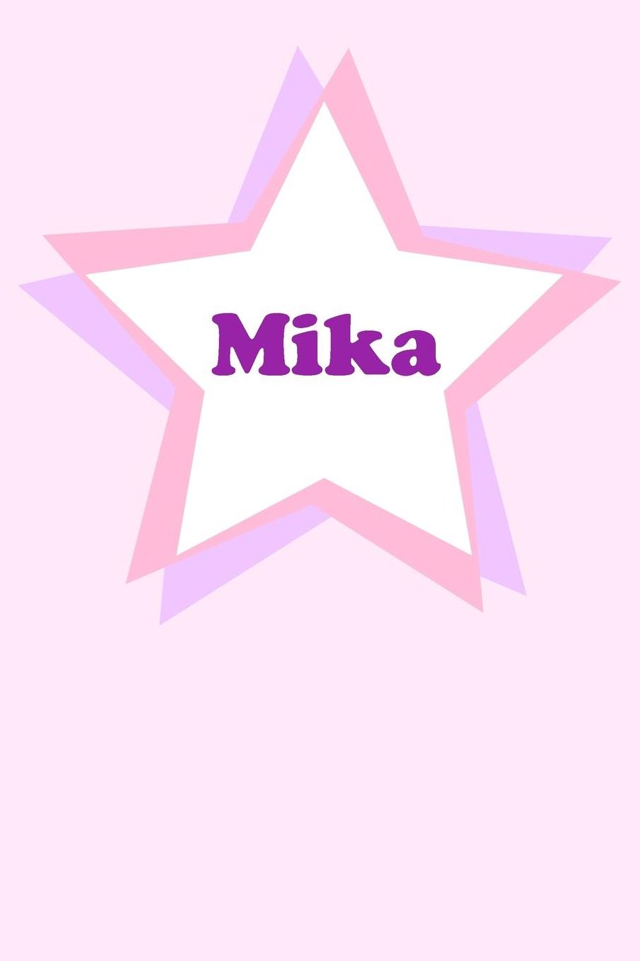 Mika: Personalized Name Journal. Wide Ruled (Lined) Writing Diary, Composition Book. Cute Pink Star Cover for Girls, Kids and Teens