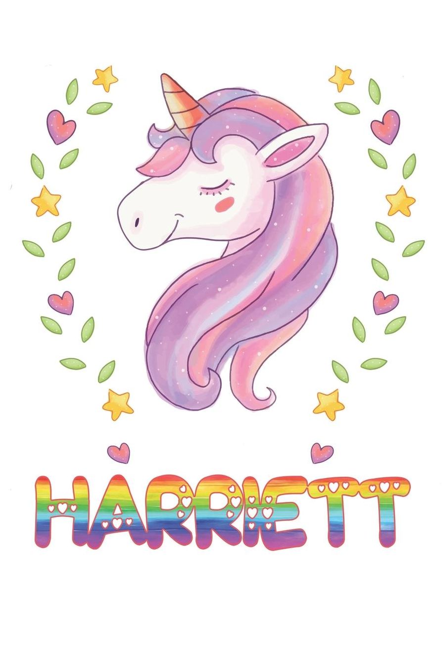 Harriett: Harriett Notebook Journal 6x9 Personalized Gift For Harriett Unicorn Rainbow Colors Lined Paper