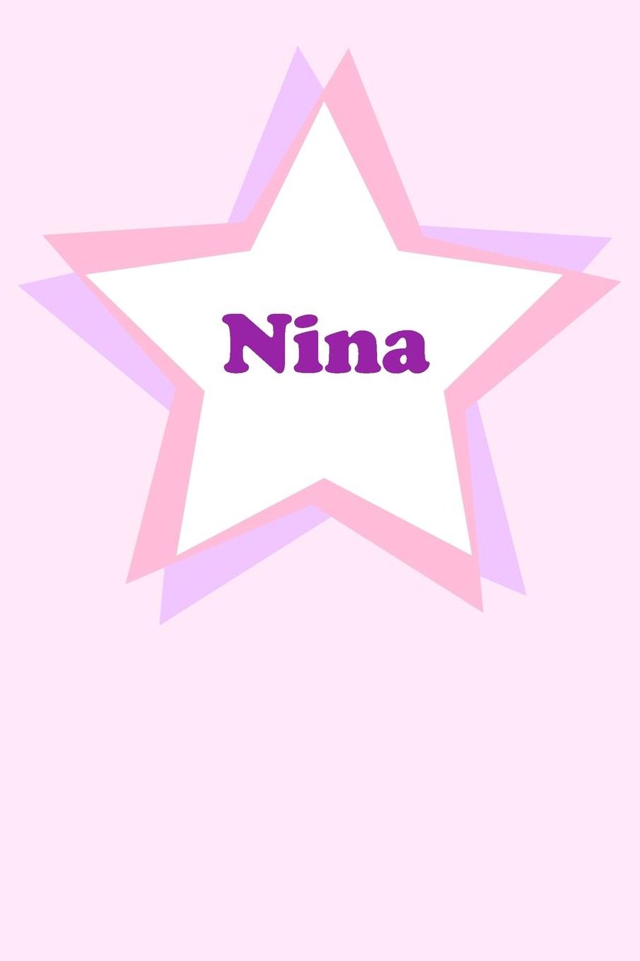 Nina: Personalized Name Journal. Wide Ruled (Lined) Writing Diary, Composition Book. Cute Pink Star Cover for Girls, Kids and Teens